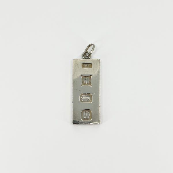 Large Chunky Vintage Sterling Silver Ingot Pendant 925 (Birm 1978)