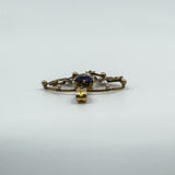 Vintage 9ct Gold 1ct Purple Amethyst & Pearl Lavalier Pendant Art Nouveau 375