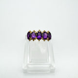 Vintage 9ct Gold 0.50ct Amethyst Half Hoop Band Ring Size L - M 3.7g 1972