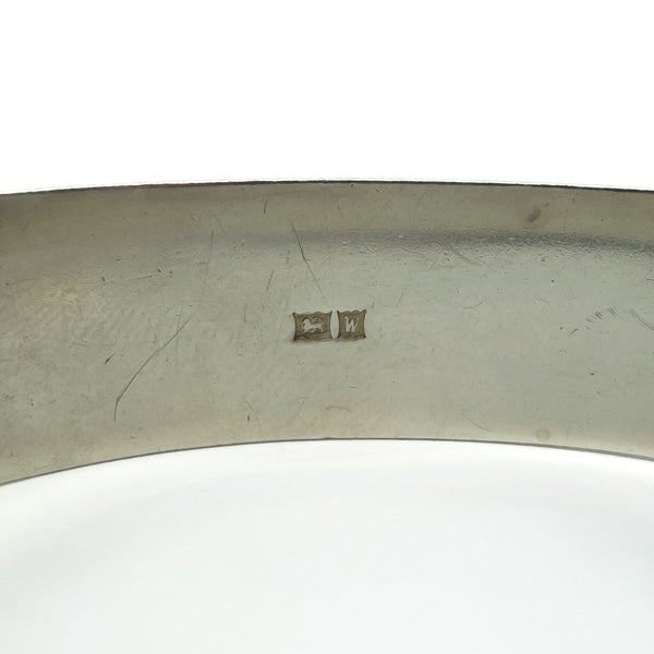 Vintage Sterling Silver & Rose Gold Engraved Floral Bangle 925 (Birm 1971)