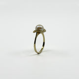 Vintage 9ct Gold 7.3mm Pearl Solitaire Ring 375 Size L - M (1975)