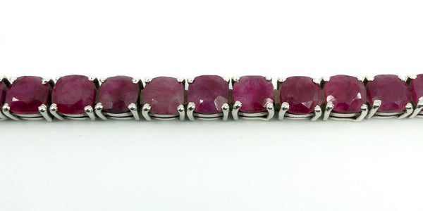 7.5" Sterling Silver 26ct Natural Ruby Tennis Bracelet 925