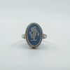 Vintage Sterling Silver Wedgewood Blue Jasper Ware Cameo Ring 925 Size M N 1982