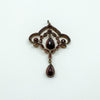 Large Antique Silver Gilt Bohemian Rose Cut Garnet Pendant / Art Nouveau c1900