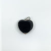 9ct White Gold Diamond & Onyx Heart Pendant / Charm 