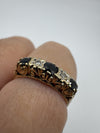 Vintage 9ct Gold 5 Stone Diamond & Sapphire Ring Size M (Sheffield 1978)