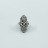 Antique / Art Deco Platinum Diamond & Sapphire Trilogy Navette Ring Size M