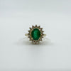 14ct Gold 1.77ct Emerald & Diamond Cluster Ring 585 Size N Engagement Stacking