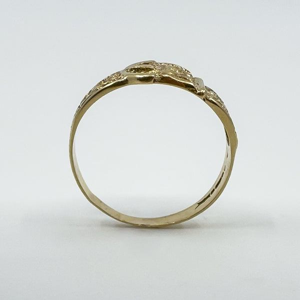 Vintage 9ct Gold Floral Engraved Buckle Ring 375 Size O 1/2