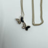 CZ Double Butterfly Pendant & 16” Necklace in Sterling Silver 925