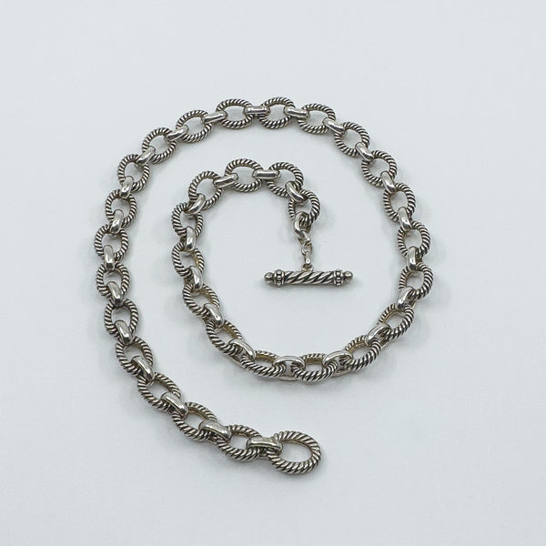 Vintage Sterling Silver Chunky 18.5” Fancy Link Chain & T-Bar Toggle 925 50g