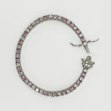 Sterling Silver 12ct Pink & White CZ Tennis 8 "Bracelet 925