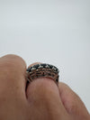 Vintage Double Row Sapphire Ring Sterling Silver 925