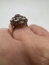 Vintage 9ct Gold 0.81ct Ruby & Diamond Cluster Cocktail Ring 375 Size K