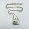 Vintage Engraved Handbag Locket & 30” Belcher Chain in Sterling Silver 925 1995
