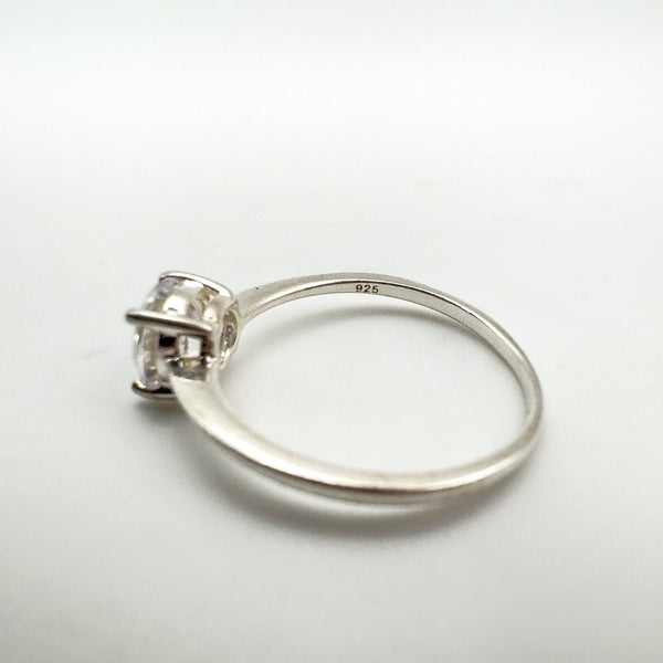1ct CZ Solitaire Engagement Ring Sterling Silver Size M