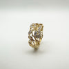 Vermeil Diamond Floral Band Leaf Ring in Sterling Silver 925 Size R - S Eternity