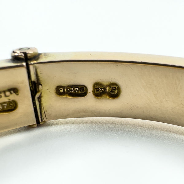Antique 9ct Rose Gold Oval Ivy Engraved Hinged Bangle Bracelet 375 Chester 1898