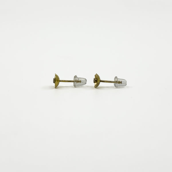 Vintage 9ct Gold Tiny Diamond Solitaire Stud Earrings 375 (1978)