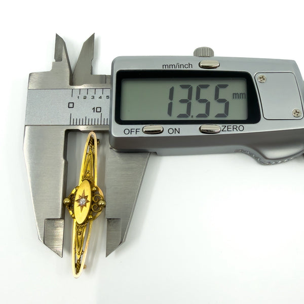 Antique / Victorian Etruscan Revival 15ct Gold Old Cut Diamond Brooch 585