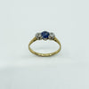 Antique 18ct Gold Sapphire & Old Cut Diamond Trilogy Ring 750 Size P