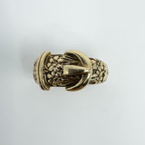 Vintage Chunky 9ct Gold Floral Engraved Buckle Ring 375 Size O 6.2g