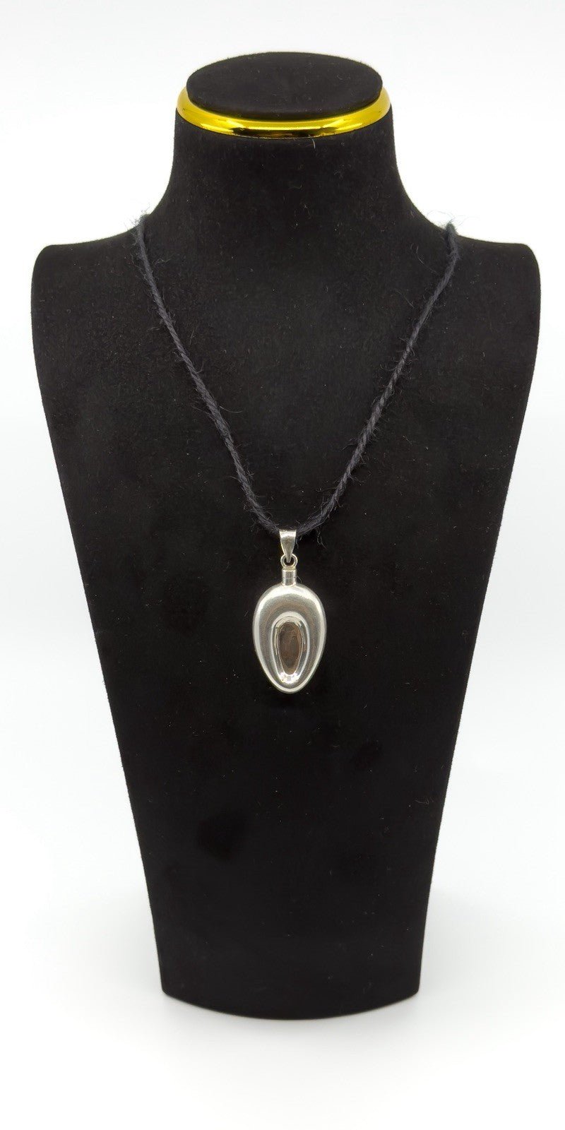 Unusual Chunky Vintage Sterling Silver Oval Perfume / Poison Bottle Pendant 925