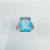 Chunky Sterling Silver 14ct Blue Topaz Ring Size U 925
