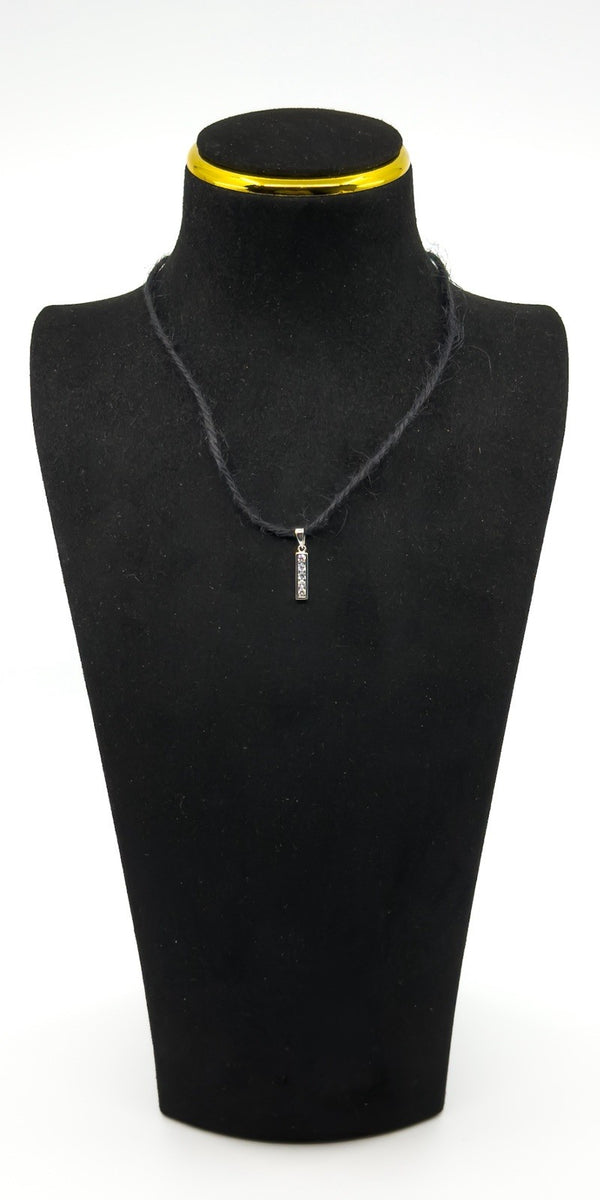 14ct White Gold CZ Bar Pendant / Charm 585