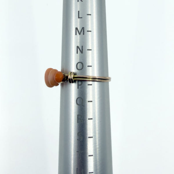 Antique 9ct Gold 5 Stone Natural Coral Ring 375 Size O - P