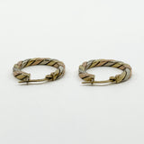 Chunky Vintage 9ct Gold Tri Coloured Twisted Hoop Earrings 375