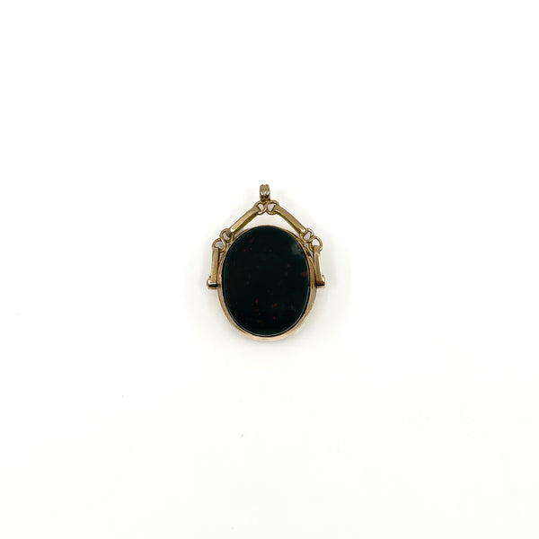Antique 1915 9ct Rose Gold Double Sided Bloodstone & Carnelian Fob 375