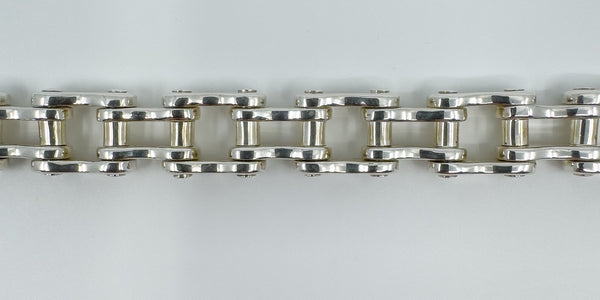 Unusual Sterling Silver Chunky Biker Chain Links 9" Bracelet 925 Heavy 73g