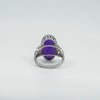 Large Sterling Silver 10ct Purple Chalcedony & Diamond Ring 925 Size N 