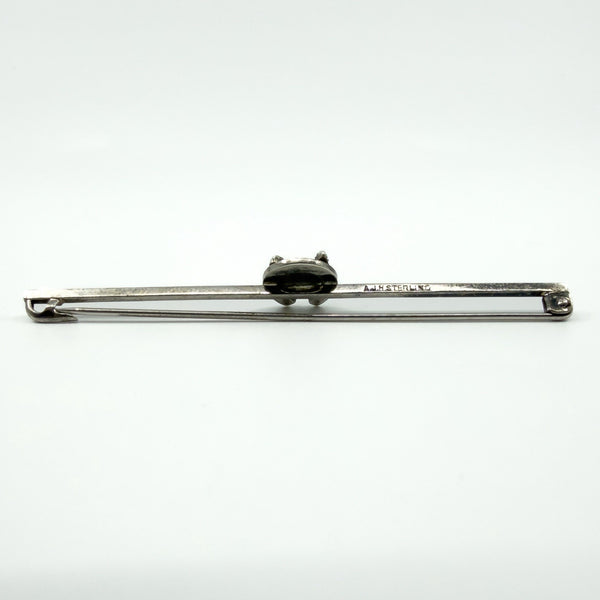 Antique Sterling Silver Fox & Horseshoe Bar Brooch 925