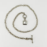 Vintage Sterling Silver 16.8” Rolo Chain & CZ T-Bar Toggle 925