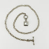 Vintage Sterling Silver 16.8” Rolo Chain & CZ T-Bar Toggle 925