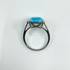 Chunky Sterling Silver 14ct Blue Topaz Ring Size U 925
