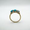 Unusual Diamond & Blue Stone Trilogy Ring in Sterling Silver 925 Size L - M