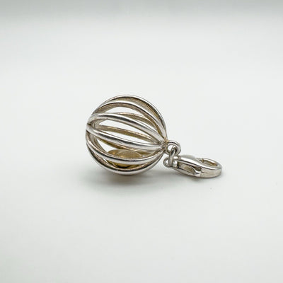 Caged Diamond Heart Pendant / Charm in Sterling Silver 925