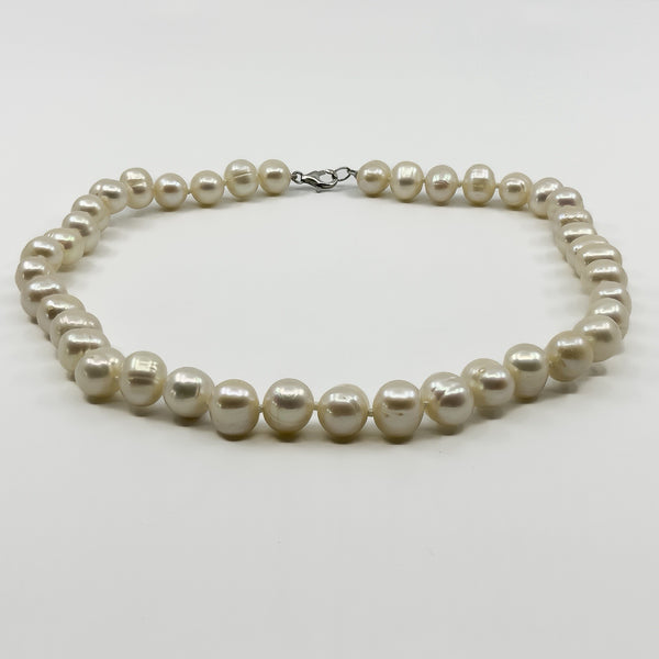 New Sterling Silver Chunky Baroque Freshwater Pearl 17.5" Necklace 925