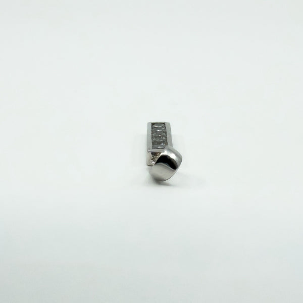 14ct White Gold CZ Bar Pendant / Charm 585
