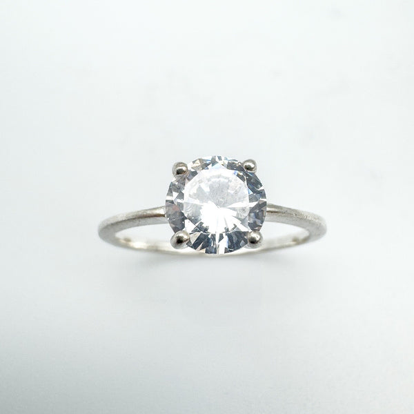 1ct CZ Solitaire Engagement Ring Sterling Silver Size M