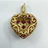 Vintage 9ct Gold Puffy Ruby & Diamond Heart Pendant 375