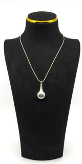 Vintage Sterling Silver Tear Drop Perfume Poison Bottle Pendant & 16" Chain 925