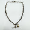 Vintage Sterling Silver 16” Albert Chain & T-Bar with MOP Fob (Edinburgh 1950) 
