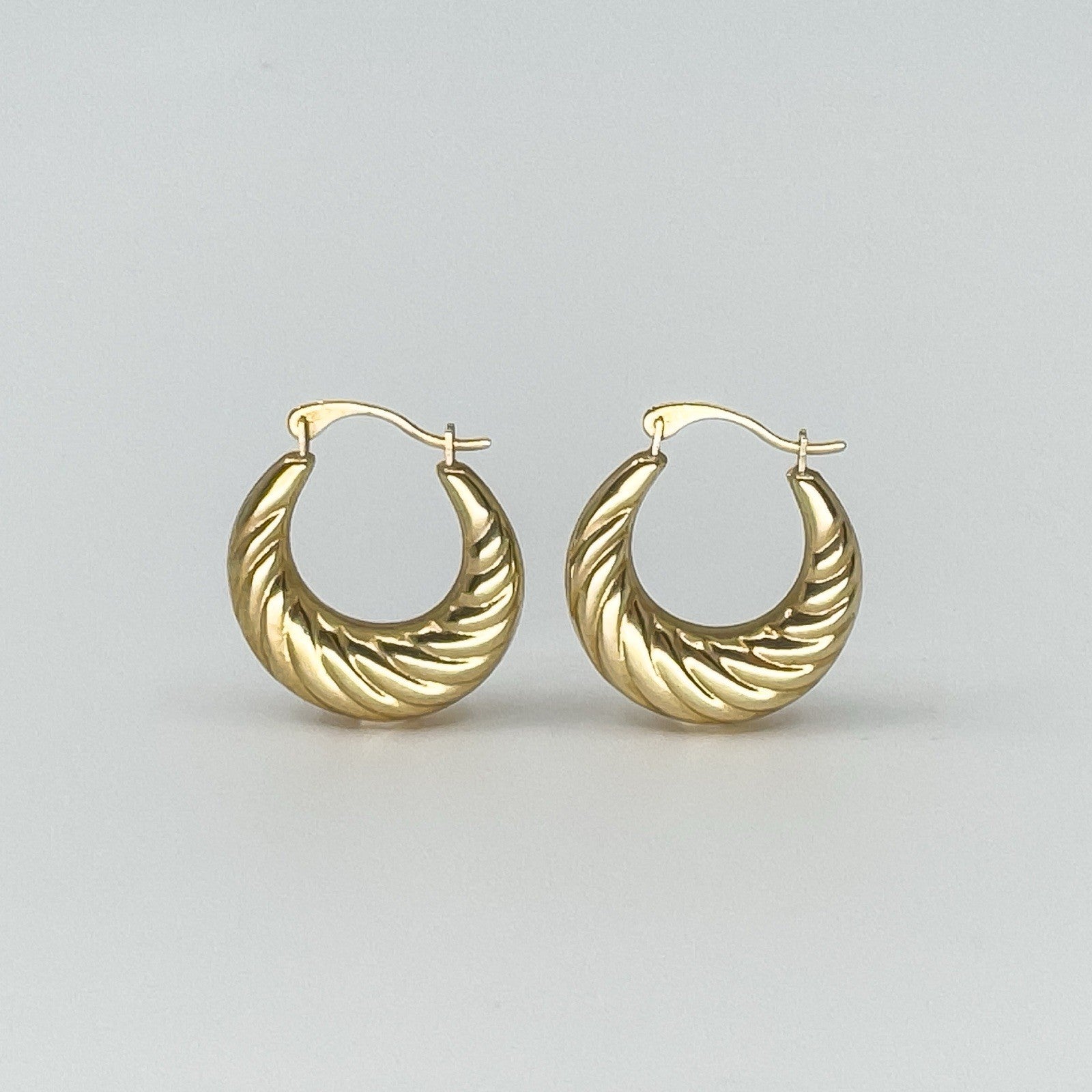 Vintage 9ct Gold Small Chunky Twisted Hoop Earrings