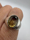 Chunky Oval 2.50ct Citrine Solitaire Sterling Silver Ring Size P 
