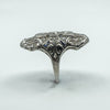 Antique / Art Deco Platinum Diamond & Sapphire Trilogy Navette Ring Size M