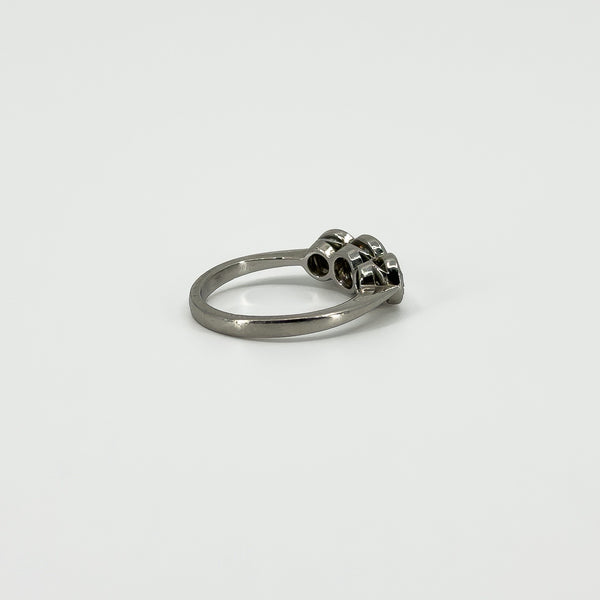 Vintage Platinum 1.60ct Diamond Trilogy Ring 950 Size L